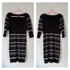 Torrid black v neck sweater dress plum teal white grey chevron knit sz Torrid 2